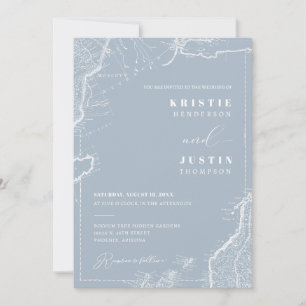 Convite Casamento de Foto do Código QR do Viagem Retro Azu