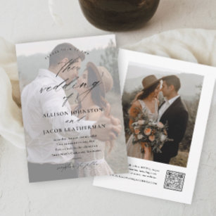 Convite Casamento de Foto do Código QR Elegante