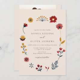 Convite Casamento de Foto do Código QR Floral do Elegante