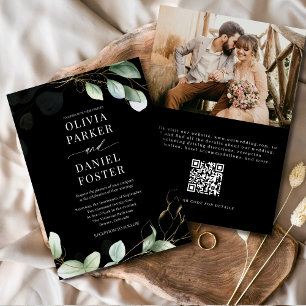 Convite Casamento de Foto do Código QR Preto Eucalyptus El
