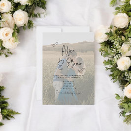 Convite Casamento de Foto do Coração de Assinatura Script