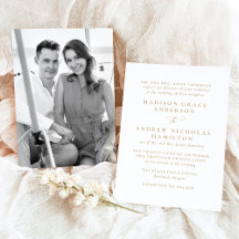 Casamento de Foto Dourado Mínimo Moderno