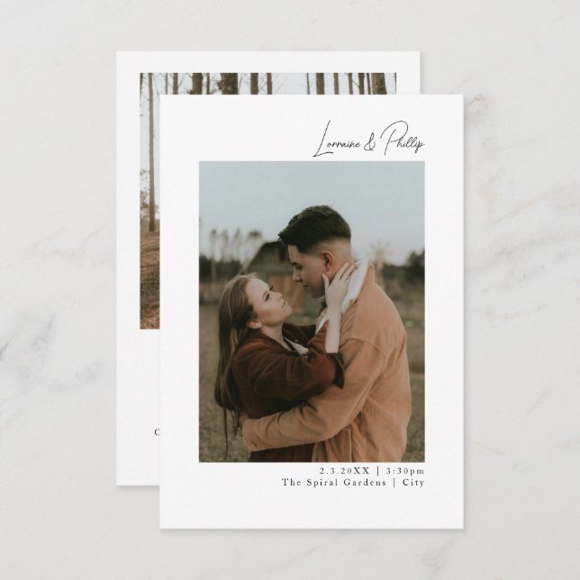 Convite Casamento de Foto Duplo Elegante (Frente/Verso)