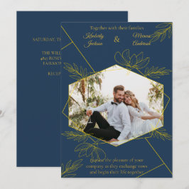 Convite Casamento de Foto Elegância Dourada