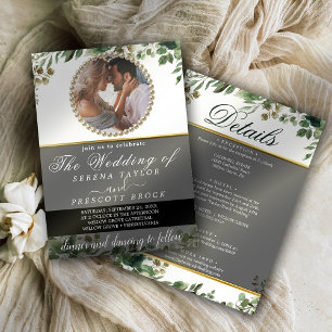 Convite Casamento de Foto Elegante Eucalyptus Greenery