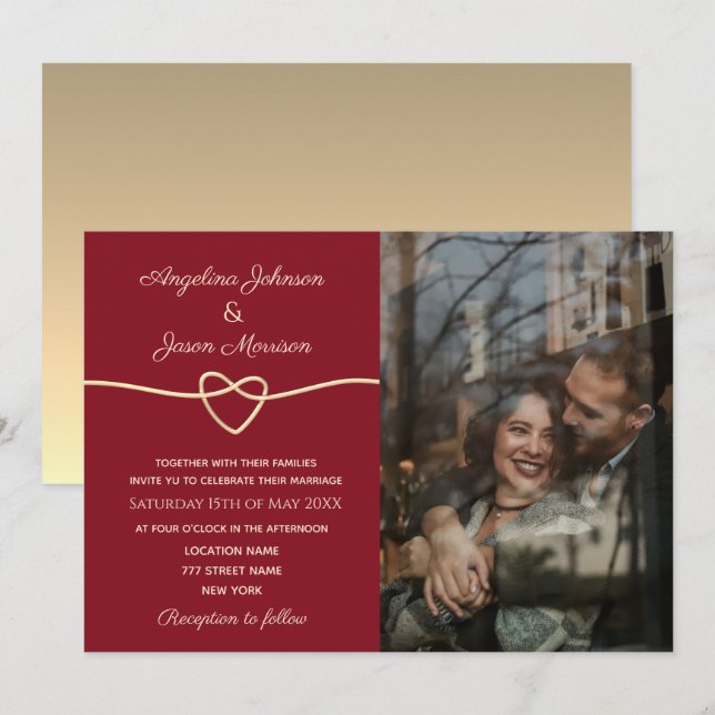 Convite Casamento de Foto Elegante Moderno (Frente/Verso)