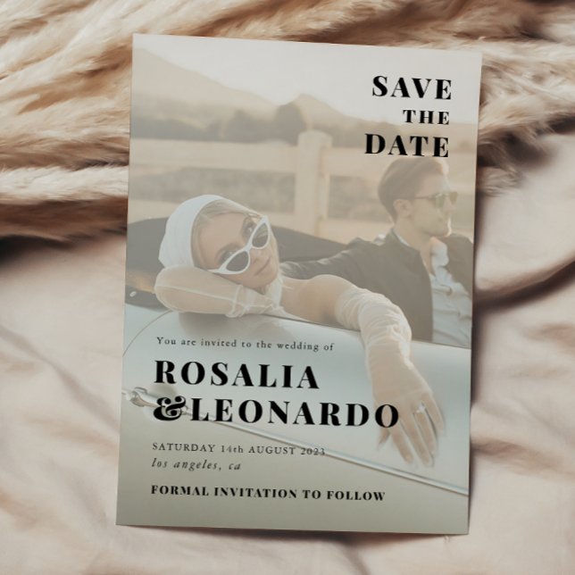 Convite Casamento de Foto Elegante Moderno salvar a data (Criador carregado)