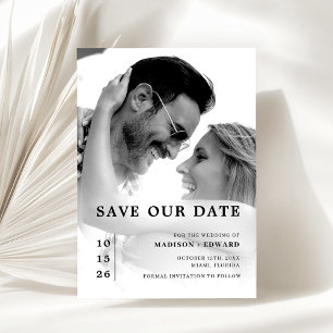Convite Casamento de Foto Elegante Simples Salve a Data