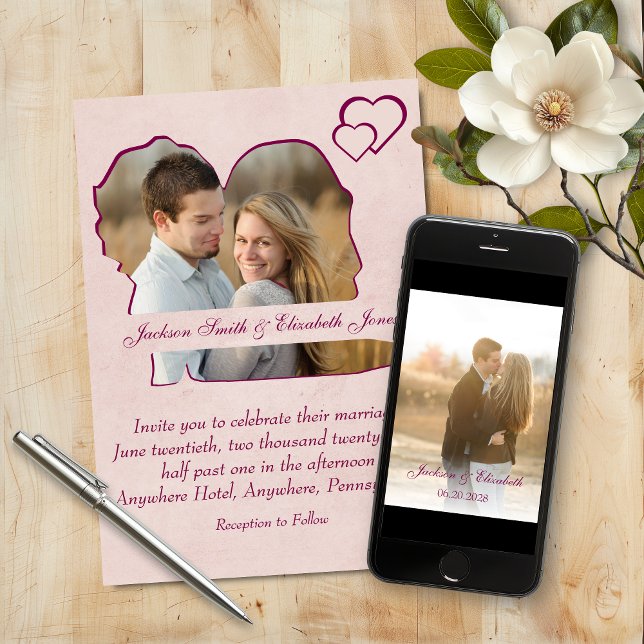 Convite Casamento de Foto em Forma de rosa (Criador carregado)