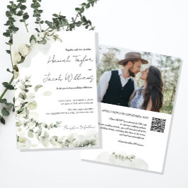 Convite Casamento de Foto Eucalyptus com Código QR
