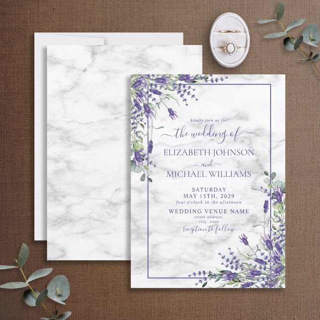 Convite Casamento de Foto Eucalyptus Greenery, Lavanda rus (Criador carregado)