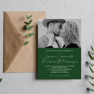 Convite Casamento de Foto Evergreen Moderno 3