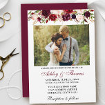 Convite Casamento de Foto Floral de Burgundy Watercolor<br><div class="desc">Convite De Casamento De Foto Floral Da Elegante Watercolor Burgundy</div>