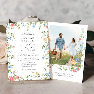 Convite Casamento de Foto Floral de Elegante Wildflower