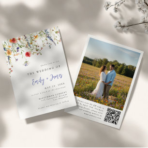 Convite Casamento de Foto Floral de Verão Colorido com Cód