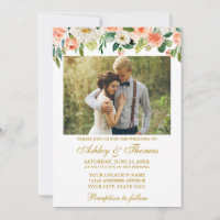 Casamento de Foto Floral de Watercolor Coral Doura