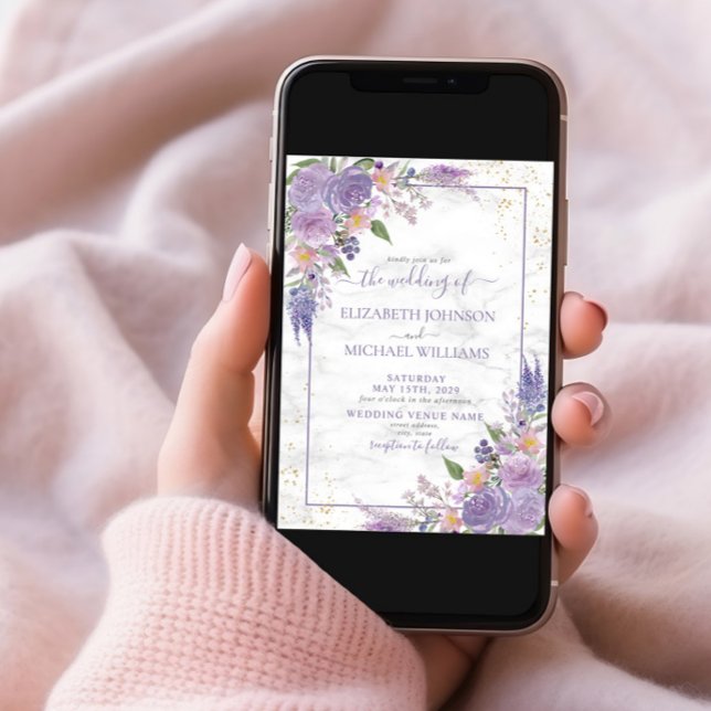 Convite Casamento de Foto Floral Dourada da Lavanda rustic (Criador carregado)