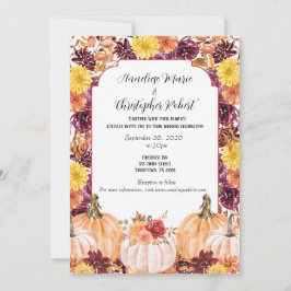 Convite Casamento de Foto Floral em Aquarela de Outono Rús