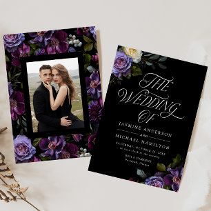Convite Casamento de Foto Floral Moody Gothic