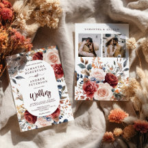 Casamento de Foto Floral Rustic Burnt Orange Boho