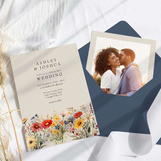 Convite Casamento de Foto Floral Rustic Wildflower (Photo Wedding Invitation from my Rustic Wildflower Wedding Collection)