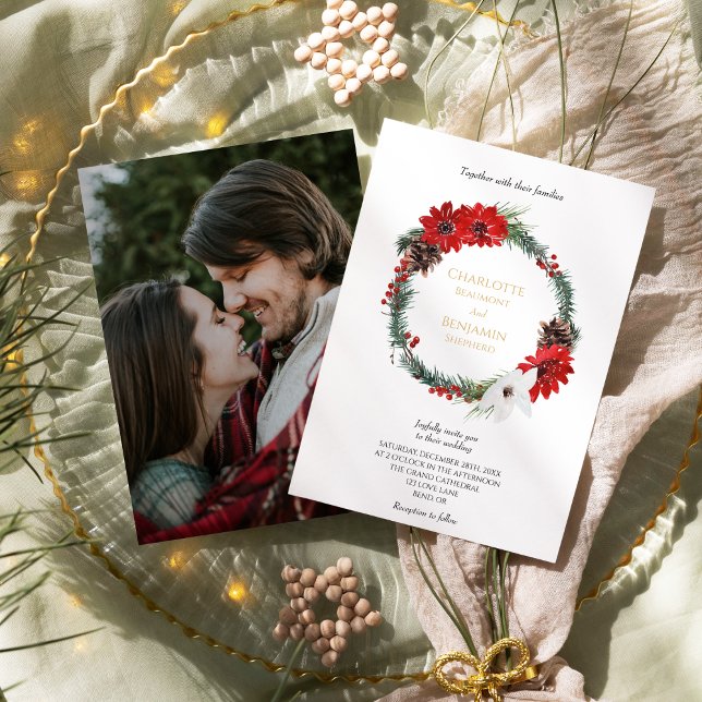 Convite Casamento de Foto Formal Simples de Natal Clássico (Criador carregado)