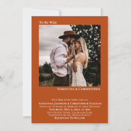 Convite Casamento De Foto Laranja De Rust Minimalista Wed