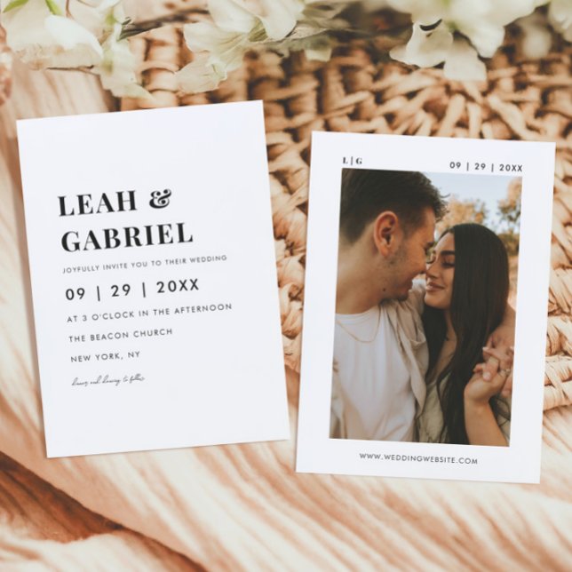 Convite Casamento de Foto Mínima Moderno em Negrito (Criador carregado)