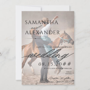 Convite Casamento de Foto Minimalista 2 de Sobreposição Ve