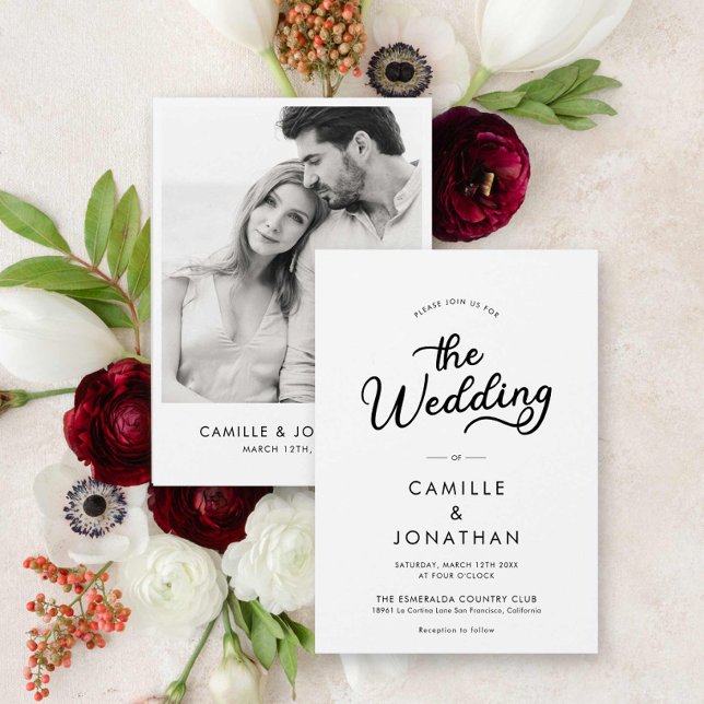 Convite Casamento de Foto Minimalista Elegante (Elegant Minimalist Photo Wedding Invite)