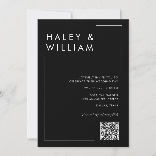 Convite Casamento de Foto Minimalista Simples Azul Empoeir (Frente)