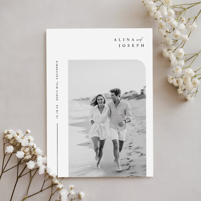 Convite Casamento de Foto Minimalista Simples e Elegante (Criador carregado)