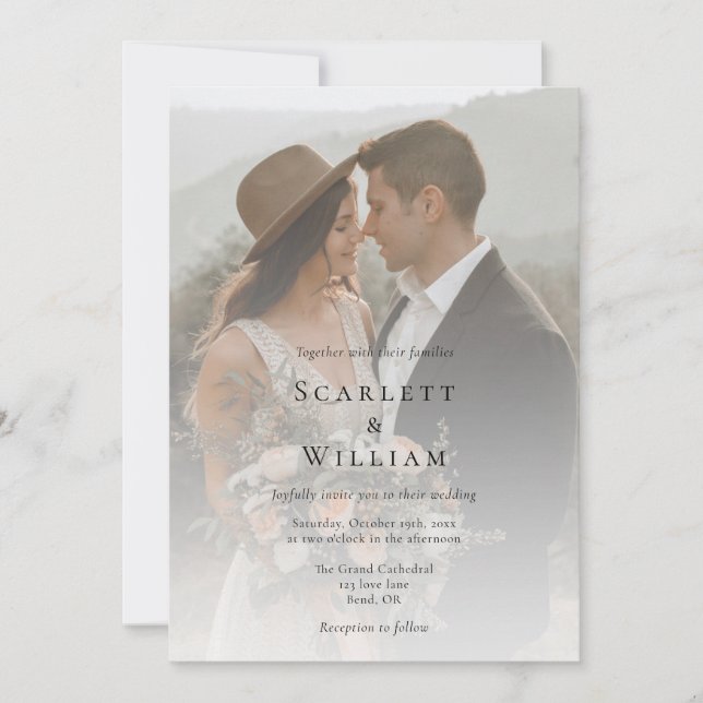 Convite Casamento de Foto Minimalista Tradicional Simples (Frente)