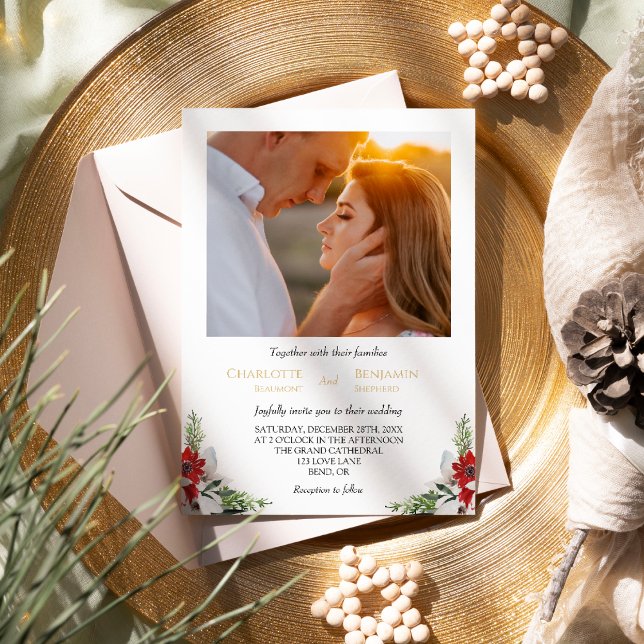 Convite Casamento de Foto Mínimo Clássico de Natal (Criador carregado)