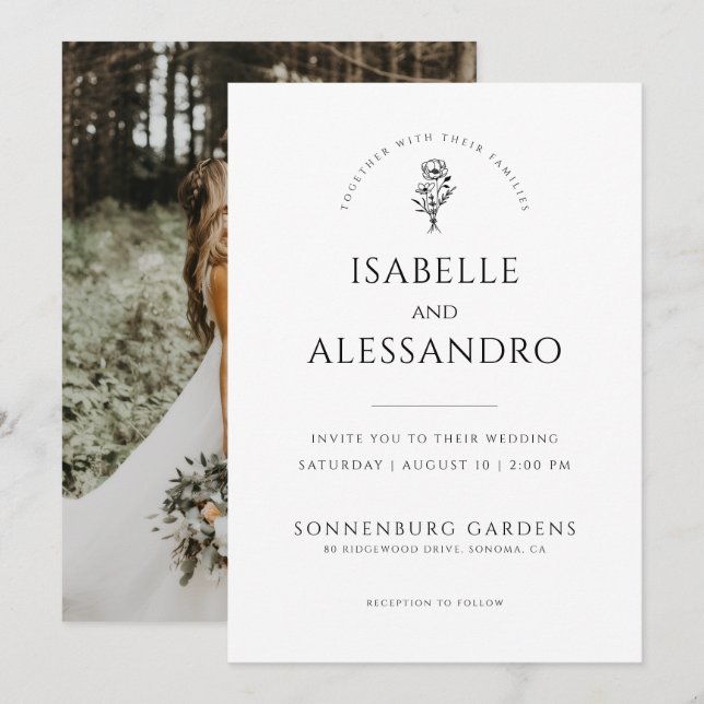 Convite Casamento de Foto Moderno e Elegante (Frente/Verso)