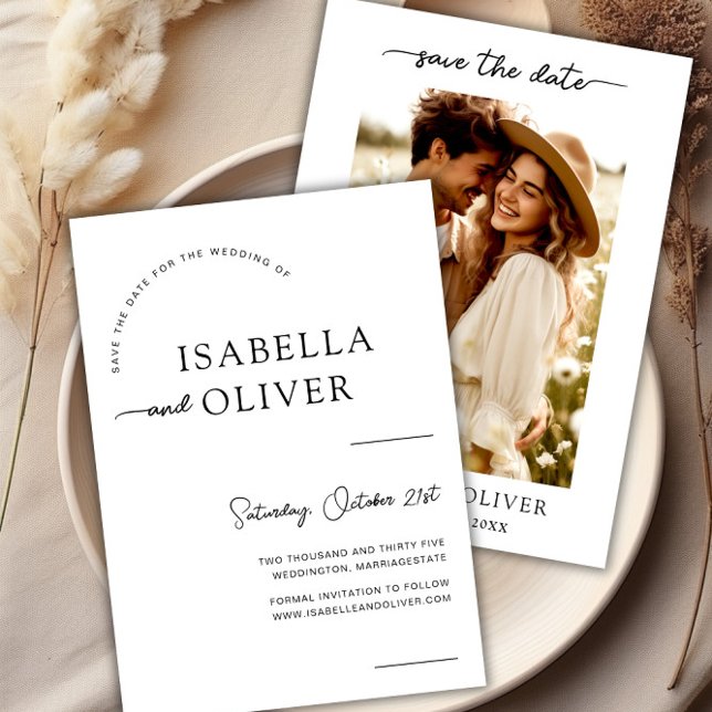 Convite Casamento de Foto Moderno Salve o Modelo de Convid (Modern Photo Wedding Save the Date Invite Template)