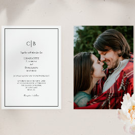 Convite Casamento de Foto Monograma Minimalista Simples