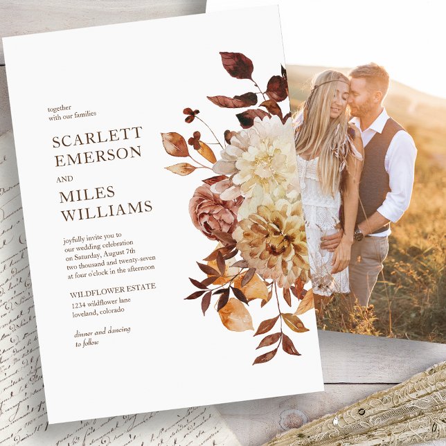 Convite Casamento de Foto Outonal Moderna (Modern Fall Photo Wedding Invitation
)