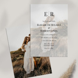 Convite Casamento de Foto Personalizada com Monograma Mode