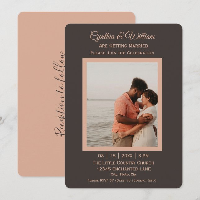 Convite Casamento de Foto Personalizada Simples e Elegante (Frente/Verso)