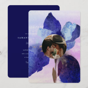 Convite Casamento De Foto Por Aquarela Chic Purple Iris Fl
