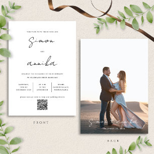 Convite Casamento de Foto por Código QR de Letra Moderna C