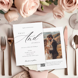 Convite Casamento de Foto QR do Script Elegante Moderno