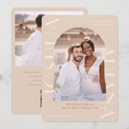 Convite Casamento de Foto QR Rsvp Neutro Elegante