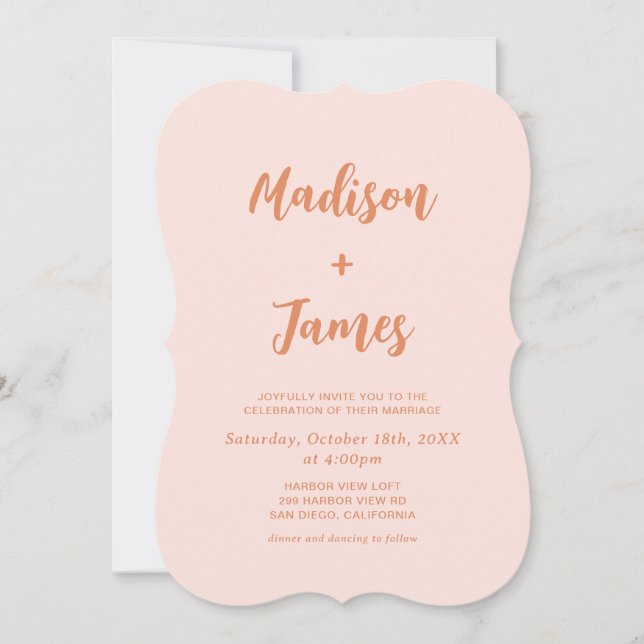 Convite Casamento de Foto Retro Boho Laranja  (Frente)