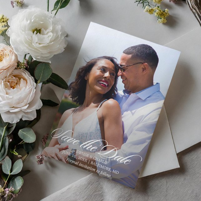 Convite Casamento de Foto Romance Radiante Salvar Data (Criador carregado)