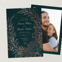Casamento de Foto Romântica Flower Wreath Copper