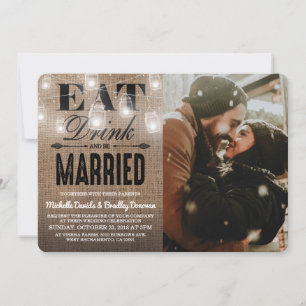 Convite Casamento de Foto Rústica Comer Beber e se Casar