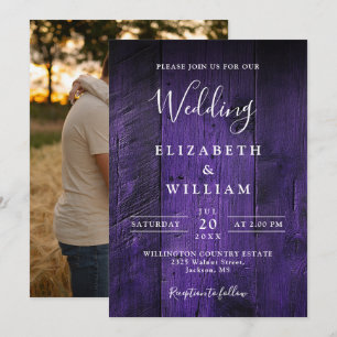 Convite Casamento de Foto Rústico de Boho Barn