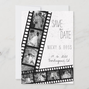 Convite Casamento de Foto Rústico Moderno Filme Salvar Dat